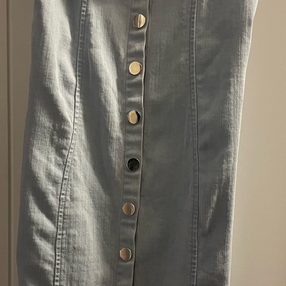 Light Blue Button-Down Denim Skirt